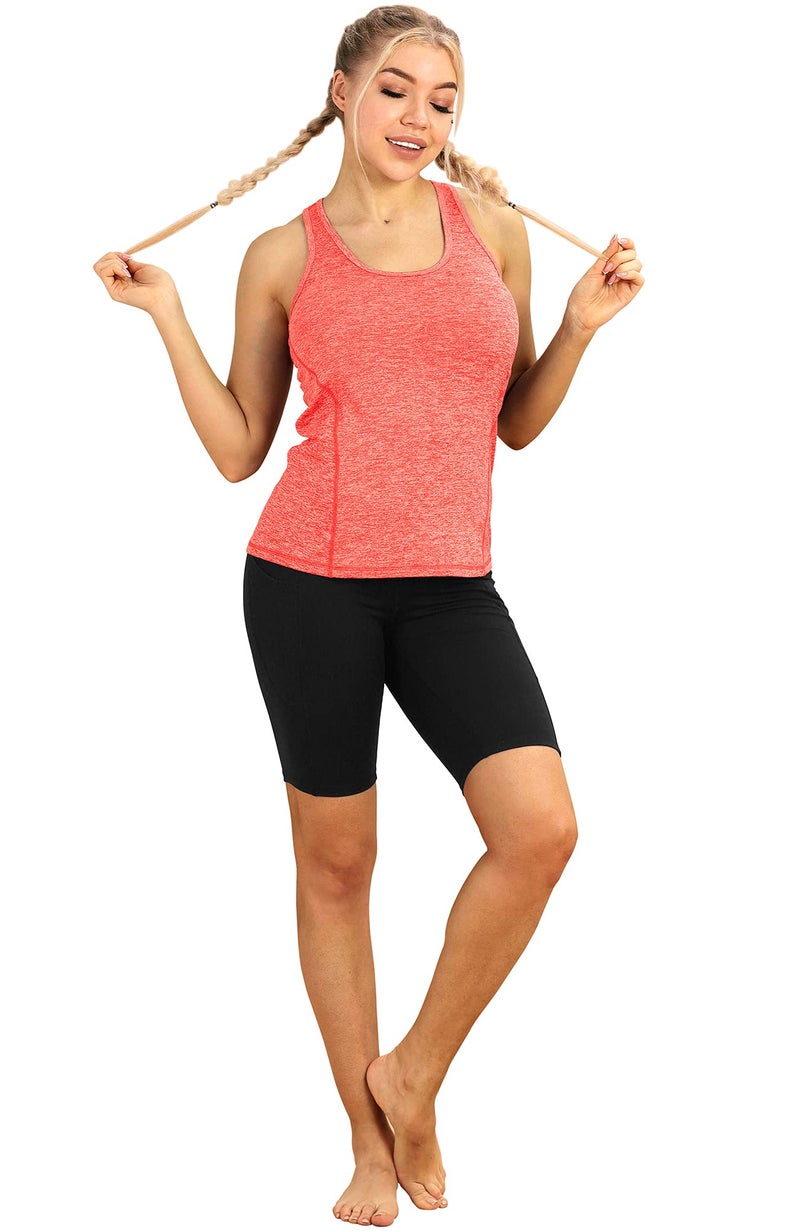 icyzone Workout Tank Tops for Women - Racerback Athletic Yoga Tops, Running Exercise Gym Shirts(Pack of 3)(XXL, Black/Granite/Orange) - Image 4